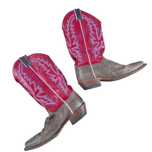 Justin Bent Rail Square Toe Western Boots Women’s 9B Leather Cowgirl Rodeo - Picture 2 of 9